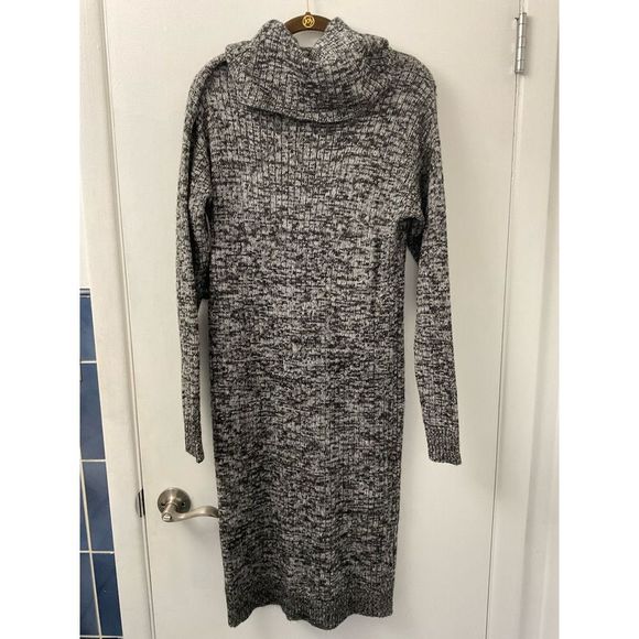 A.N.A Black Grey Marl Oversized Cowl Neckline Sweater Dress - Picture 1 of 2